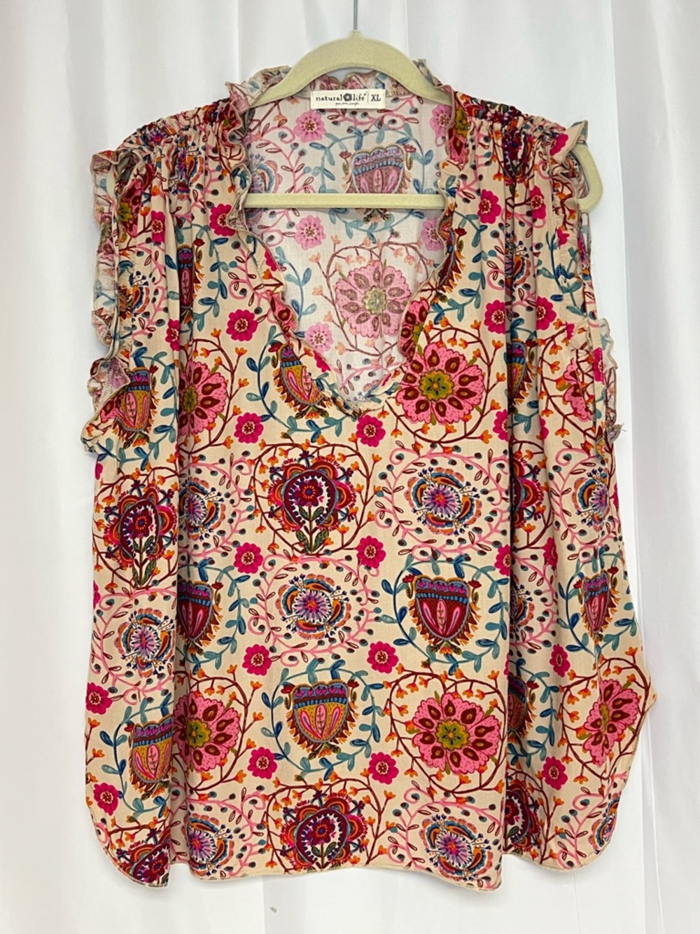 Natural Life Floral Ramona Sleeveless Top, Size XL Boho - Picture 3 of 11